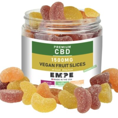 CBD Organic Gummies Vegan Fruit Slices 1500mg with gummies