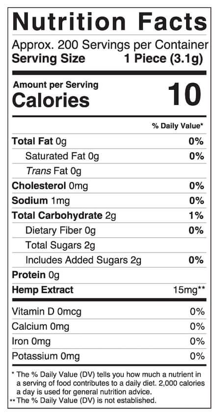 CBD Organic Gummy Isolate 3000mg Sour Bear with gummies Nutrition Facts