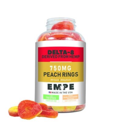 Delta-8 Peach Ring Gummies 750mg opened Empe-USA