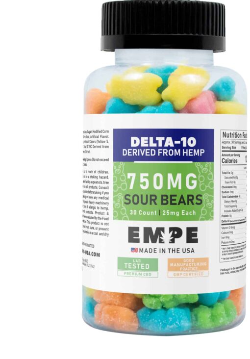 Delta-10 Sour Bears Gummies 750mg Empe-USA Closed