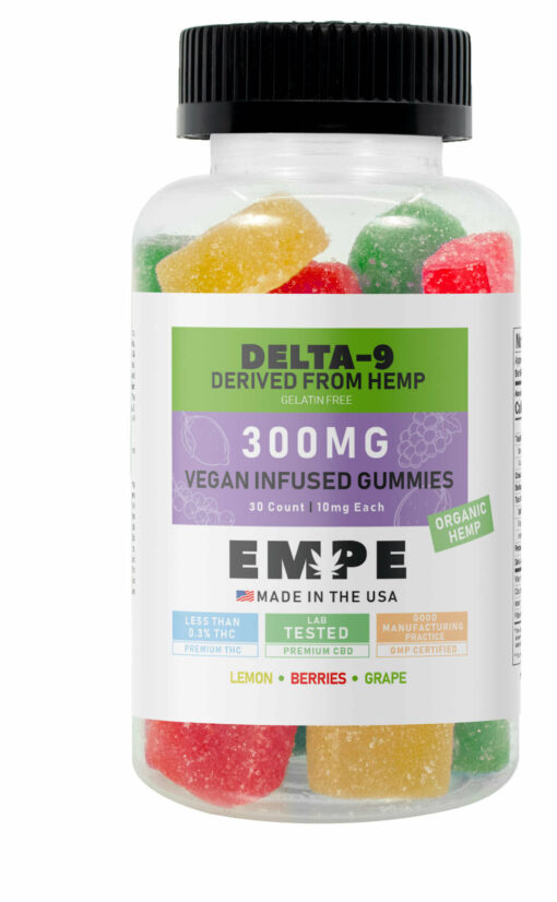 Delta-9 Sour Infused Vegan Square Gummies 300mg Empe-USA Closed