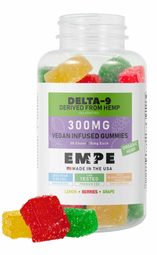 Delta-9 Sour Infused Vegan Square Gummies 300mg Empe-USA Open